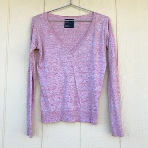 Pink knit v neck sweater